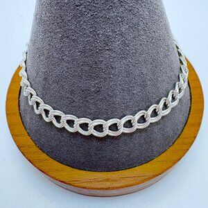Double Link Chain Bracelet Lobster Clasp VTG Sterling Silver 925 Size 8" Length